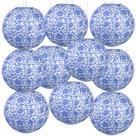 Conjunto de lanternas de papel KAXIXI Chinoiserie em porcelana azul e branca