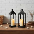 Conjunto de lanternas LETINE Farmhouse Black com vela LED sem chama
