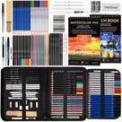 Conjunto de Lápis para Desenho Drawdart Kit de Esboço e Aquarela com 76 Peças
