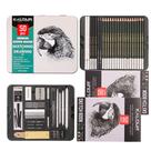 Conjunto de lápis Sketch, 50 unidades com lápis de grafite, carvão e muito mais
