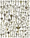 Conjunto de latão de bronze antigo Skeleton Keys JIALEEY x100