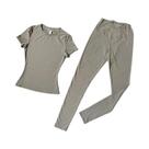 Conjunto De Leggings De Ginástica De Secagem Rápida E Respirável, Top Ativo Slim De Manga Curta E Conjunto De Leggings De Ginástica De Secagem Rápida E Respirável, Top Ativo Slim De Manga Curta E