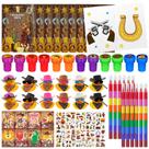 Conjunto de lembrancinhas Cinrobiye Western Cowboy, 72 unidades com livros de colorir, adesivos, tatuagens, carimbos, patos de borracha e lápis arco-íris
