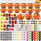 Conjunto de lembrancinhas de Halloween, 168 unidades para crianças com balde de abóbora