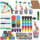 Conjunto de lembrancinhas LiYiQ, 292 unidades com copos, canudos, pulseiras e adesivos