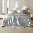 Conjunto de Lençóis Bedsure Satin Semelhante à Seda - King - Cinza Prata