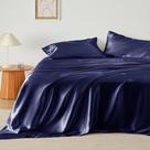 Conjunto de lençóis Bedsure Satin tamanho completo, 4 peças, azul marinho