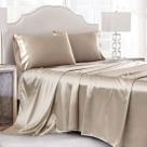 Conjunto de lençóis Cobedzy Luxury Queen Taupe Satin 4 peças