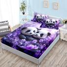 Conjunto de lençóis com elástico HOSIMA Panda Queen para meninas com 2 fronhas