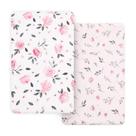 Conjunto de lençóis com elástico PHF, pacote com 2 unidades, Mini Crib Pink Floral Conjunto de lençóis com elástico PHF, pacote com 2 unidades, Mini Crib Pink Floral