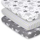 Conjunto de lençóis com elástico The Peanutshell Mini Crib Elephant Stars