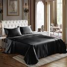 Conjunto de lençóis CozyLux Satin King Size 4 peças pretas