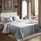 Conjunto de lençóis CozyLux Satin King Size cinza claro 4 peças
