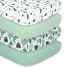 Conjunto de lençóis de berço com elástico The Peanutshell, pacote com 4 unidades Green Botanical