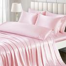 Conjunto de lençóis de cetim Ersmak Queen Size Blush Pink 7 peças