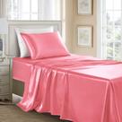 Conjunto de lençóis GOLAL Satin Silk Twin Size 3 peças rosa