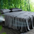 Conjunto de lençóis Hot Sleeper em tamanho real, viscose, bambu, cinza escuro