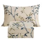 Conjunto de lençóis JSD Beige Leaves Print em microfibra de tamanho duplo, 3 peças Conjunto de lençóis JSD Beige Leaves Print em microfibra de tamanho duplo, 3 peças