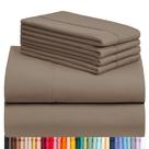 Conjunto de lençóis LuxClub Queen, 6 peças de microfibra cáqui escura Conjunto de lençóis LuxClub Queen, 6 peças de microfibra cáqui escura