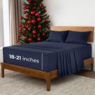 Conjunto de lençóis Mellanni Extra Deep Queen 4 peças azul marinho