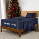 Conjunto de lençóis Mellanni Extra Deep Twin Size azul marinho