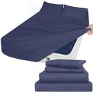 Conjunto de lençóis Moonsea California King Extra Deep Pocket azul marinho