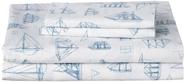 Conjunto de lençóis Nautica Whitewood Sail Blue Cotton Percale Queen