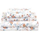 Conjunto de lençóis Softan Floral Queen Orange Microfiber 4 peças