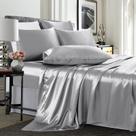 Conjunto de lençóis TREELY Satin, 6 peças King Size, cinza prateado Conjunto de lençóis TREELY Satin, 6 peças King Size, cinza prateado