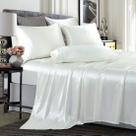 Conjunto de lençóis TREELY Satin Queen Size Ivory White 6 peças Conjunto de lençóis TREELY Satin Queen Size Ivory White 6 peças