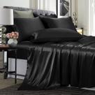 Conjunto de lençóis TREELY Satin, tamanho completo, 6 peças, preto Conjunto de lençóis TREELY Satin, tamanho completo, 6 peças, preto