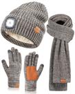 Conjunto de lenços e gorro LED 3 em 1 de inverno para homens EGOUTI