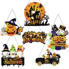 Conjunto de letreiros suspensos com pintura de diamante de Halloween Zonon 5d, 6 unidades