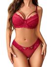 Conjunto de lingerie Avidlove Bralette Lace com calcinha de malha vinho tinto Conjunto de lingerie Avidlove Bralette Lace com calcinha de malha vinho tinto