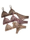 Conjunto de lingerie BEAUDRM, sutiã feminino de malha com estampa floral, calcinha marrom Conjunto de lingerie BEAUDRM, sutiã feminino de malha com estampa floral, calcinha marrom