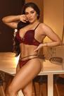 Conjunto de lingerie bojo com decote profundo e calcinha fio bicolor rubi preto Conjunto de lingerie bojo com decote profundo e calcinha fio bicolor rubi preto