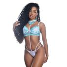 Conjunto de Lingerie com Choker e Detalhes em Renda Bicolor Conjunto de Lingerie com Choker e Detalhes em Renda Bicolor