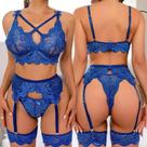 Conjunto de Lingerie com Decote em V e Cinta-Liga ElaShopp