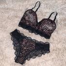 Conjunto de Lingerie de Renda com Bojo Sutiã e Calcinha para Moda Noite Sensual