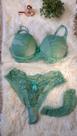 Conjunto de lingerie de renda verde