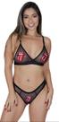 Conjunto de Lingerie de Tule Com Bordado