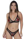 Conjunto de Lingerie de Tule Com Bordado