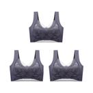 Conjunto De Lingerie Feminina plus Size Com Sutiã Push up De Renda E Decote V Profundo Em Seda