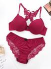 Conjunto De Lingerie Feminino Com Sutiã Push-up De Renda E Calcinha Com Fecho Frontal E Acabamento Conjunto De Lingerie Feminino Com Sutiã Push-up De Renda E Calcinha Com Fecho Frontal E Acabamento