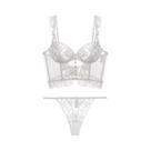 Conjunto De Lingerie Francesa Sexy Com Sutiã Push-up De Renda Branca E Calcinha Fina Para Mulheres,