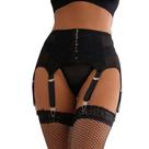 Conjunto de lingerie Garter Belt ohyeah Plus Size de cintura alta preto
