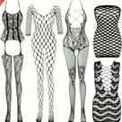 Conjunto de Lingerie Kit 5 Vestidos Meias Arrastão ElaShopp