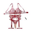 Conjunto De Lingerie Luxuosa Em Renda Transparente Exótica Com Quatro Peças Para Mulheres