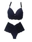 Conjunto de lingerie plus size com bojo em microfibra e renda Sensual Preto