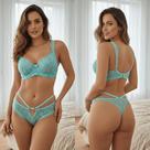 Conjunto de Lingerie Rendado Sutiã sem Bojo com Aro